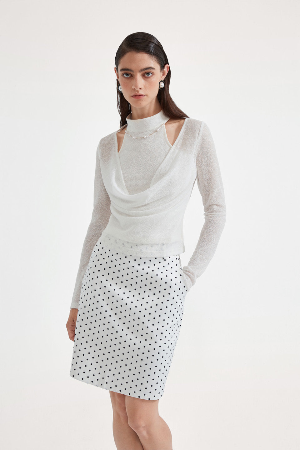 Kingwen Fake two piece beaded off shoulder top