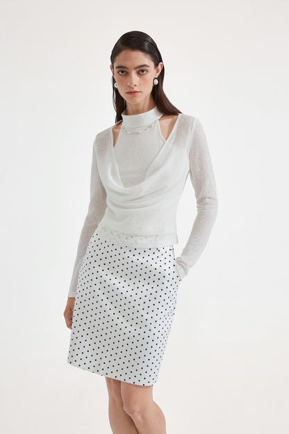 Kingwen Fake two piece beaded off shoulder top