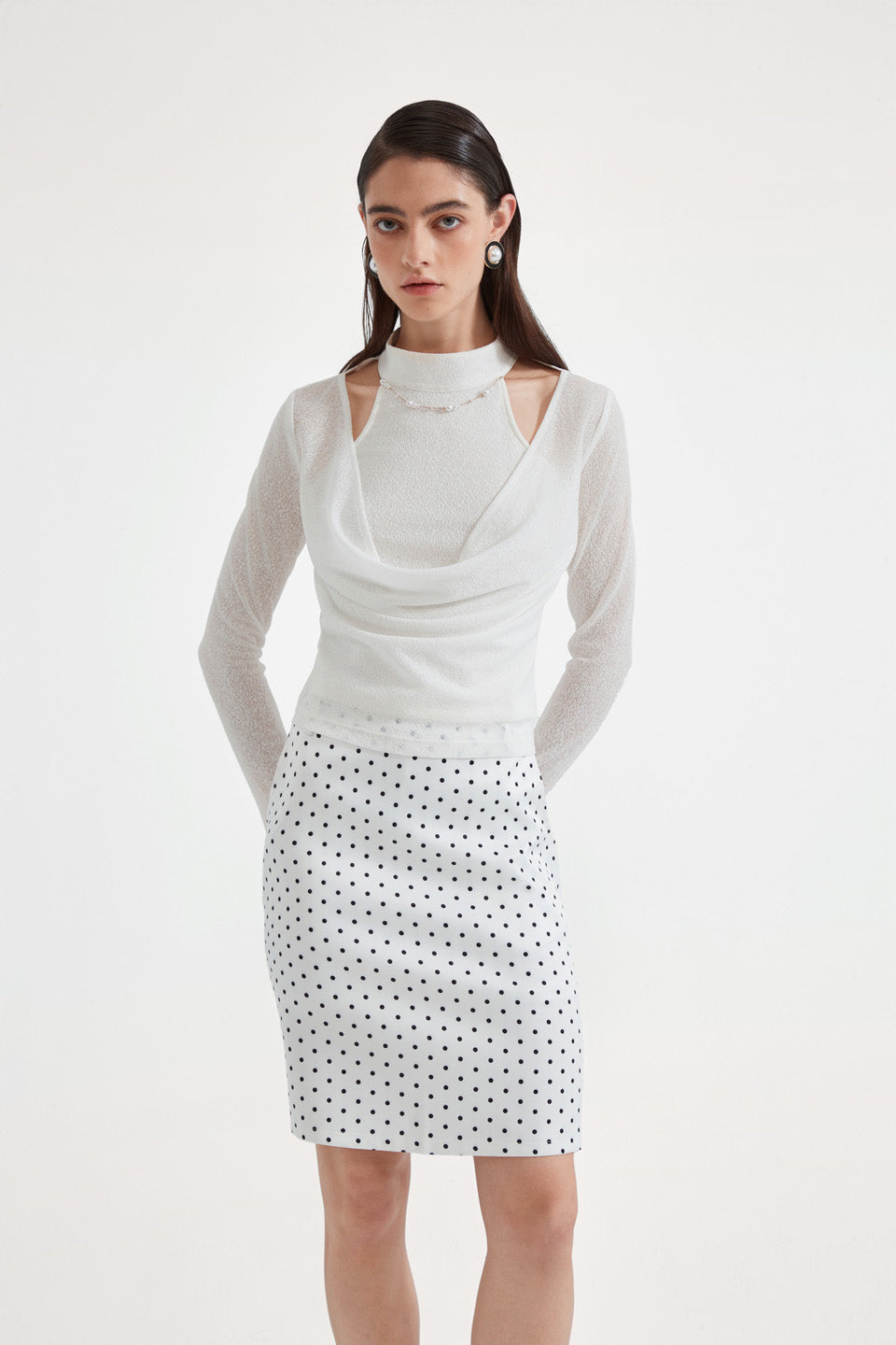 Kingwen Fake two piece beaded off shoulder top