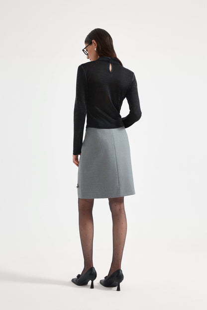 Kingwen Nail bead fake two-piece knitted top + skirt set