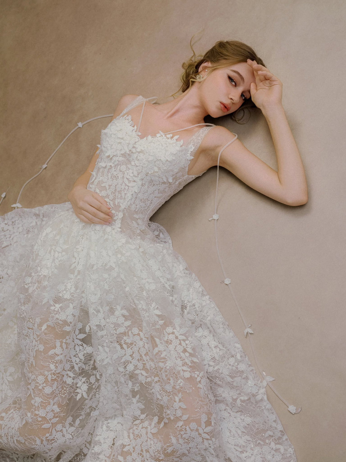XY Bymyxy White 3D lace Midi Dress