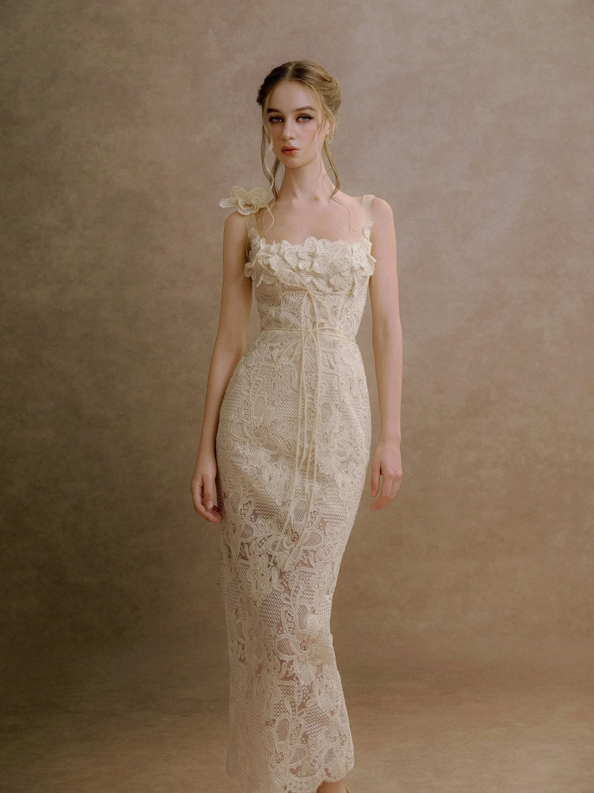 XY Bymyxy Cream Lace Body Dress