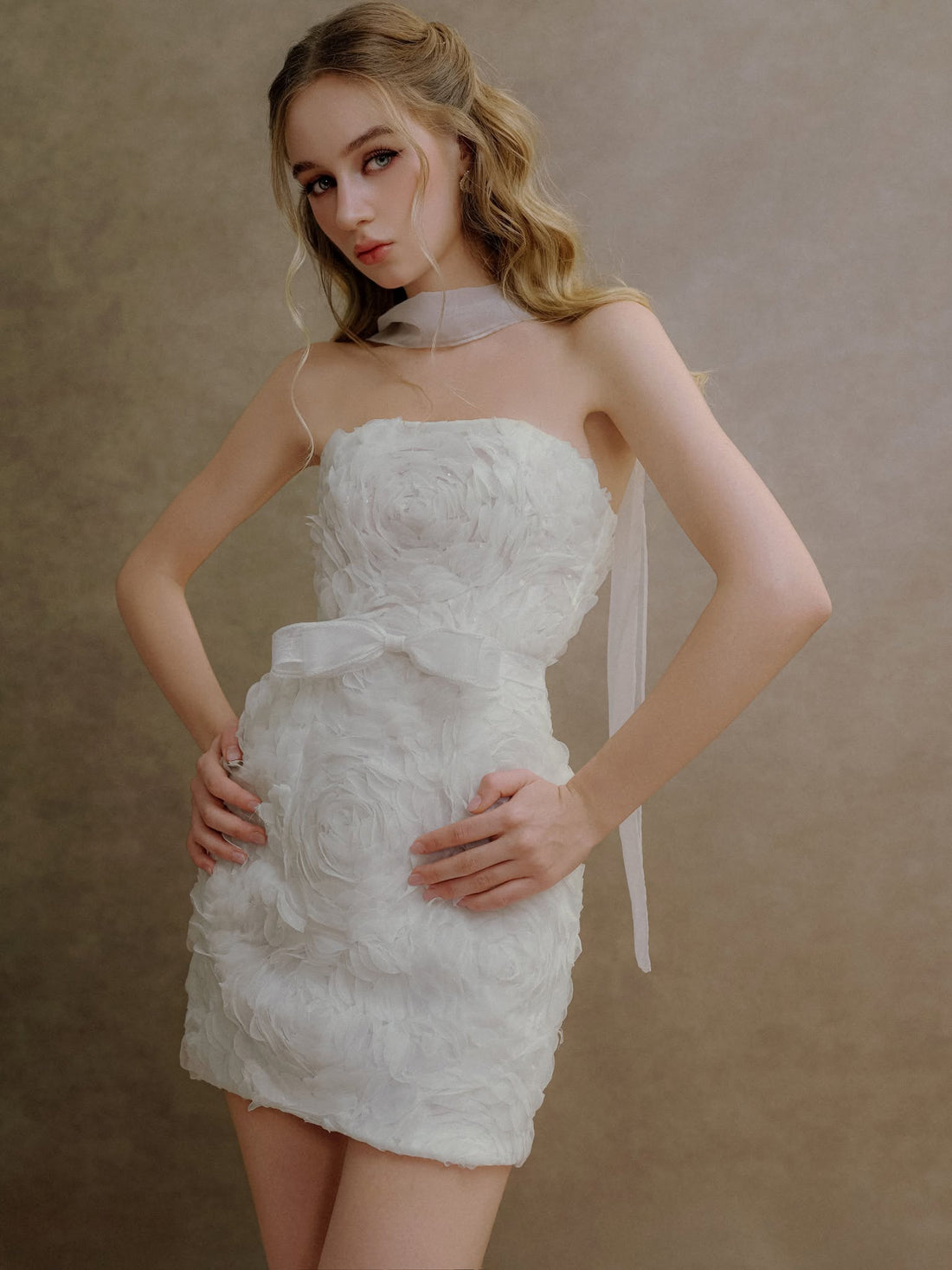 XY Bymyxy White Rose Mini Dress