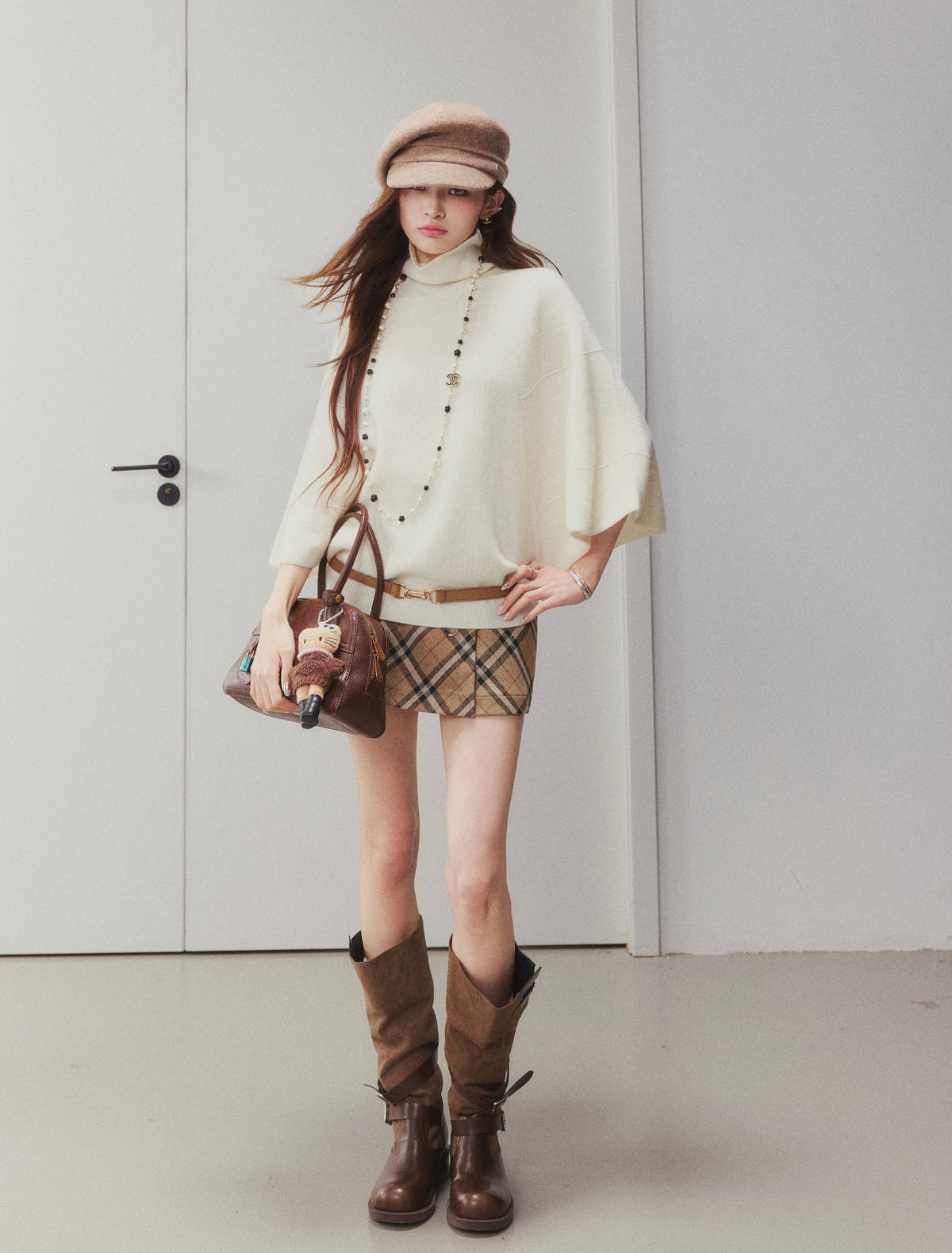 OTEBANBASS Ote260906 Turtleneck Wool Poncho Knit