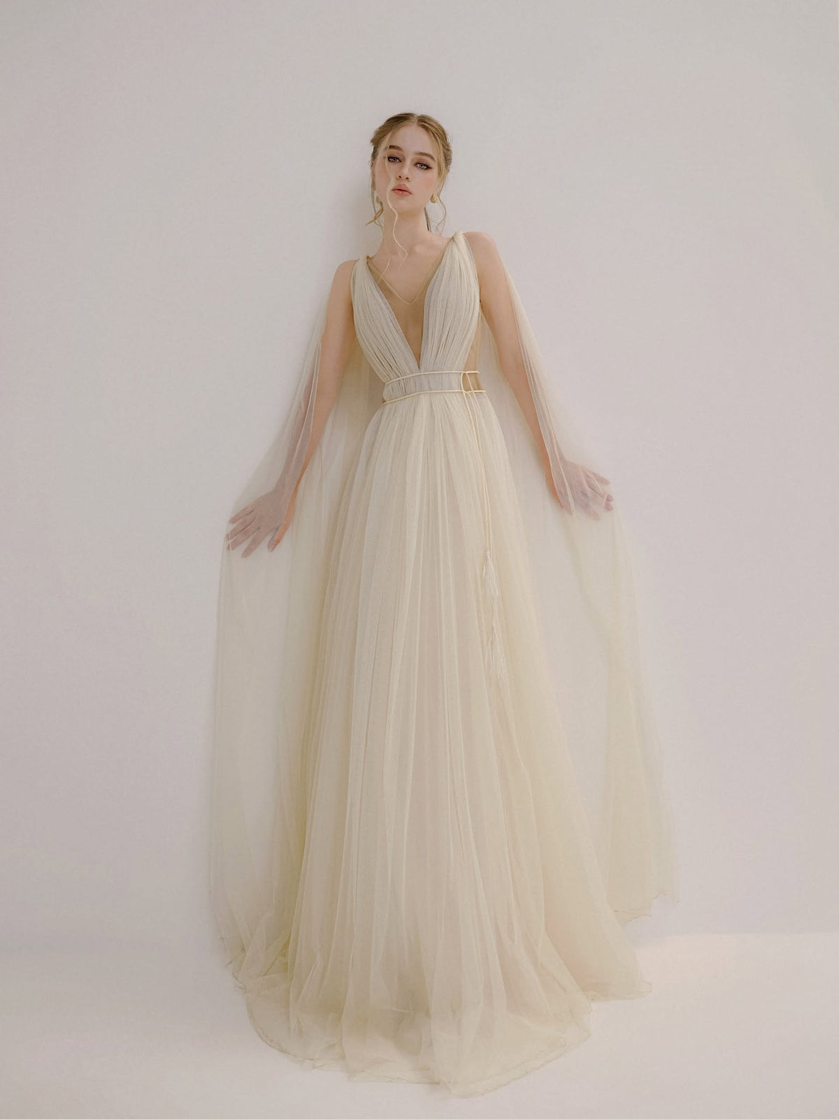 XY Bymyxy Cream Drapping Long Dress