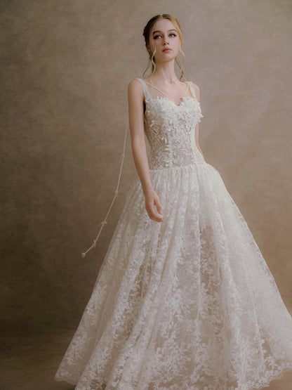 XY Bymyxy White 3D lace Midi Dress