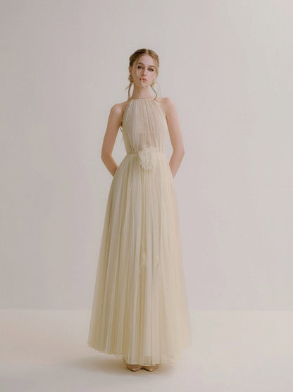 XY Bymyxy Cream Pleated Dress &amp; Cape Set