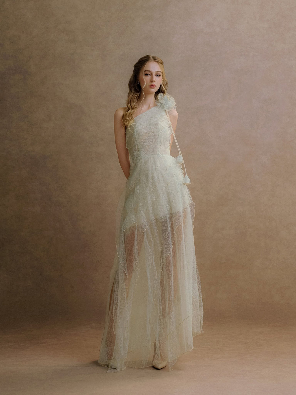 XY Bymyxy Mint Lace Ruffle Long Dress