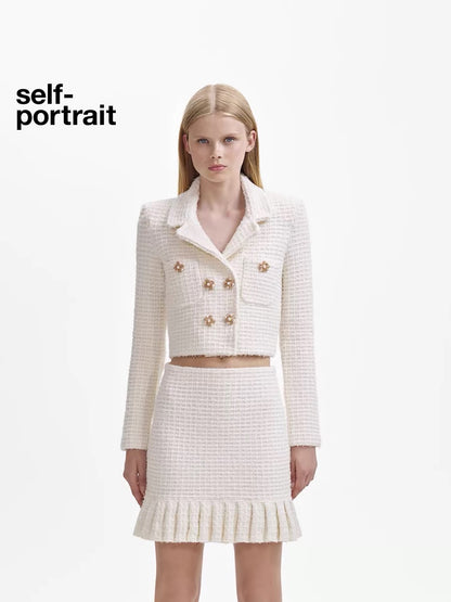 Self-Portrait WHITE BOUCLE JACKET