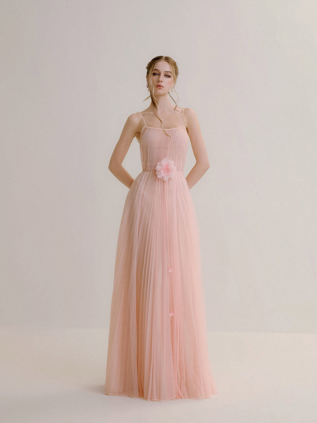 XY Bymyxy Pink Pleated Dress &amp; Cape Set