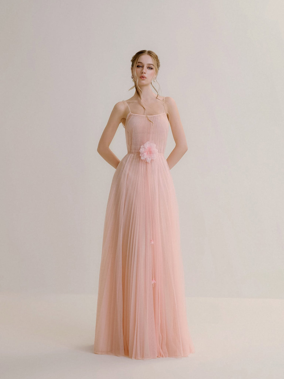 XY Bymyxy Pink Pleated Dress &amp; Cape Set