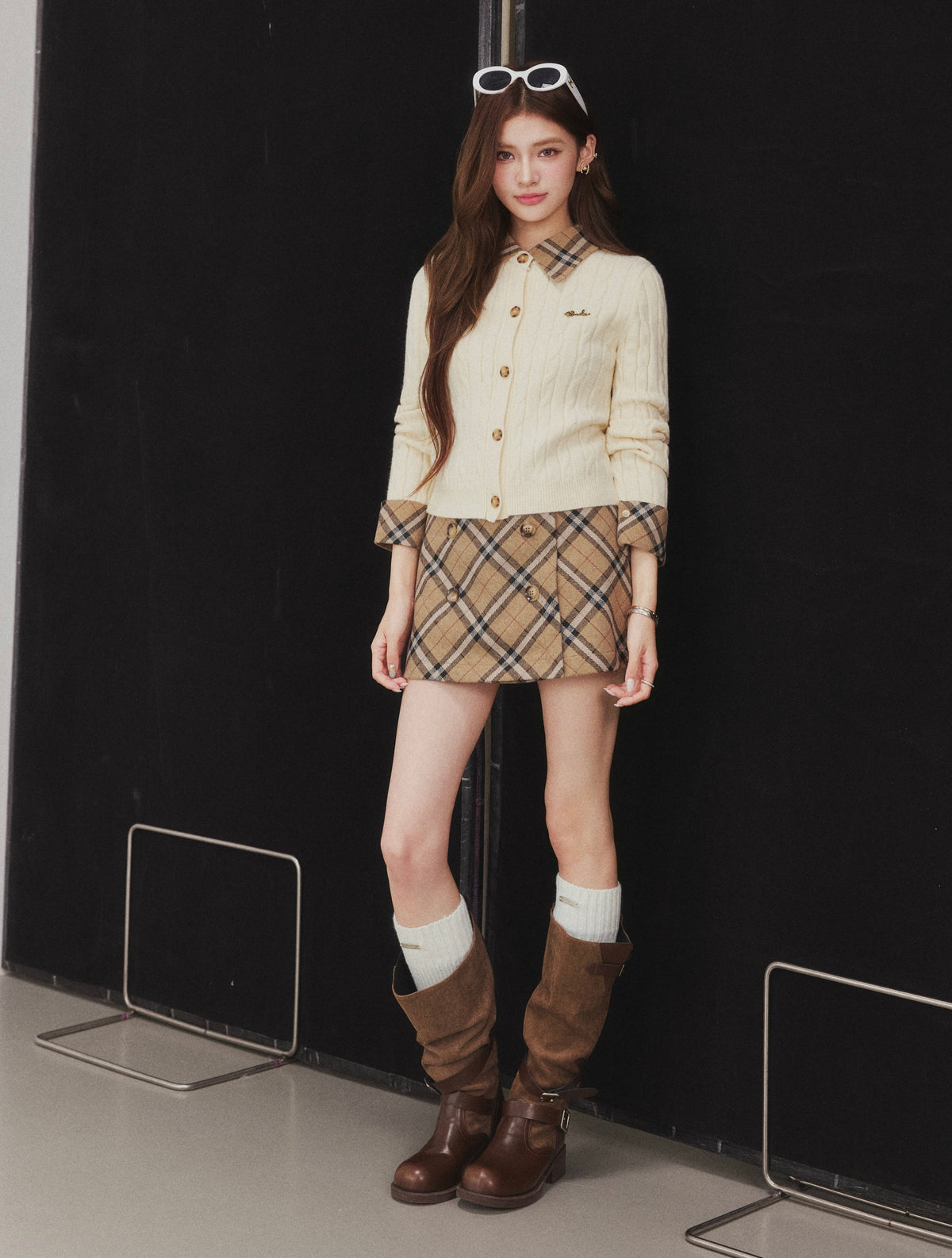 OTEBANBASS Ote260926 Double-Breasted Plaid Wool Skirt