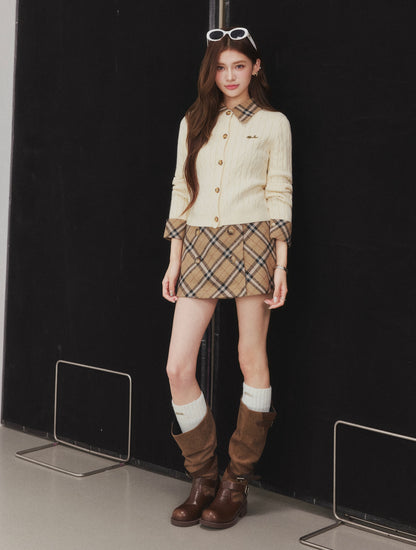 OTEBANBASS Ote260926 Double-Breasted Plaid Wool Skirt