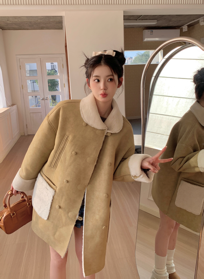 Momonana Light Brown Loose Lapel Coat