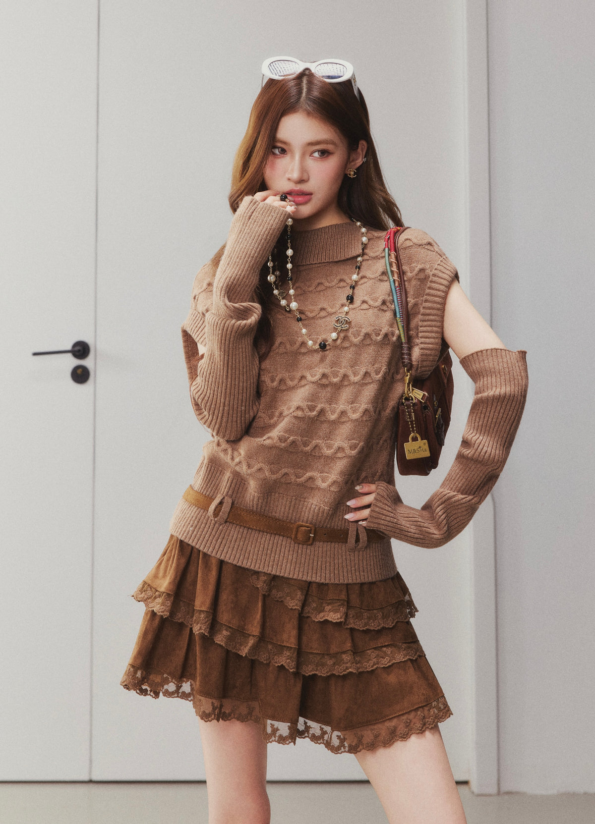 OTEBANBASS Ote260920 Detachable Sleeve Cable Knit Sweater
