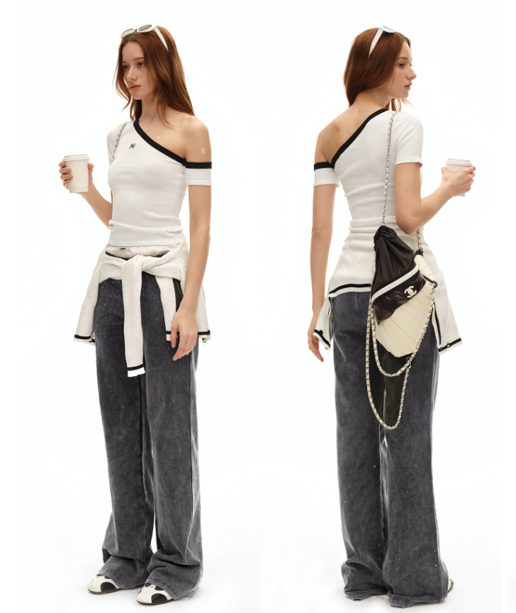 NAWS NAW-T012426 Ice Hem One-shoulder Fitted Top