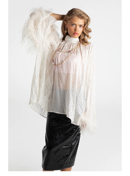 NJ Ostrich hair silk shirt