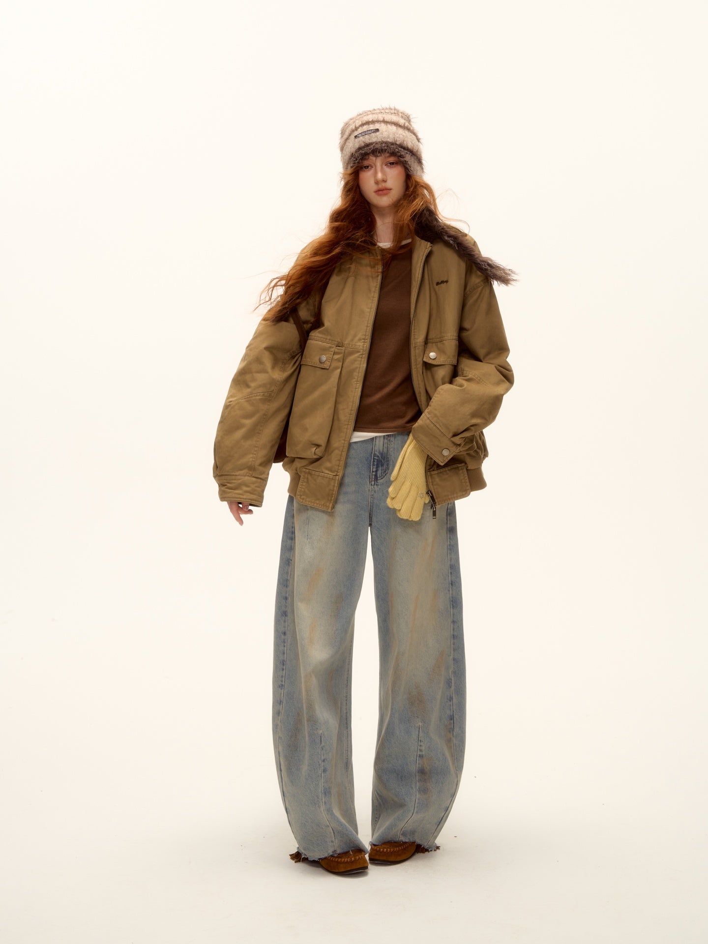 AsGony ASG25461 Corduroy patchwork cotton jacket