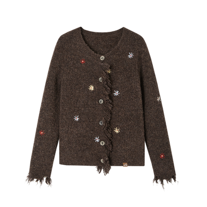 SOMESOWE S2509004 Nomadic style tassel flower cardigan