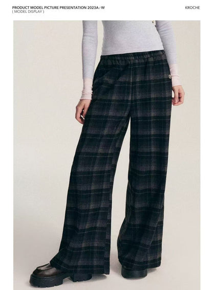 Kroche [Star Style] Plaid loose pants (2color)