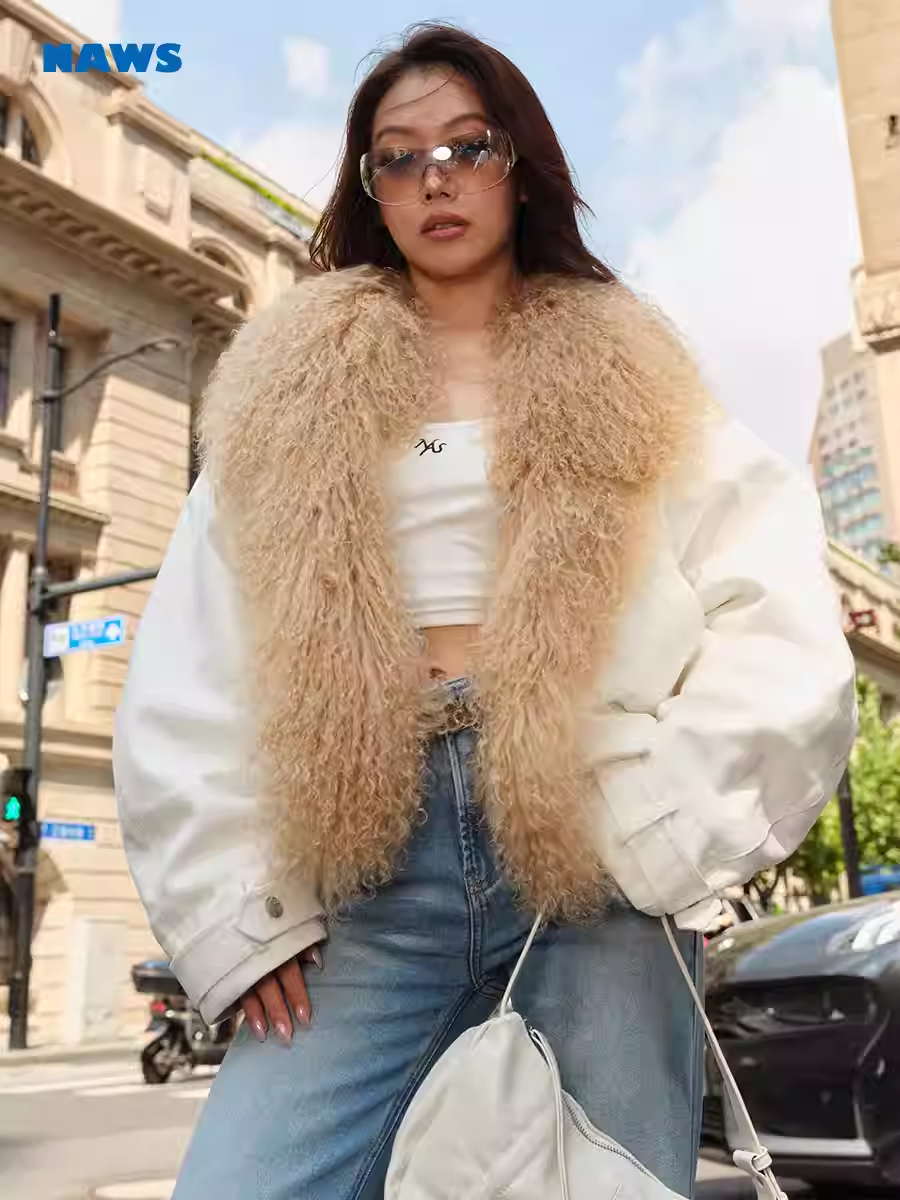 NAWS Polar Collection Down Cotton Jacket with Large Fur Collar