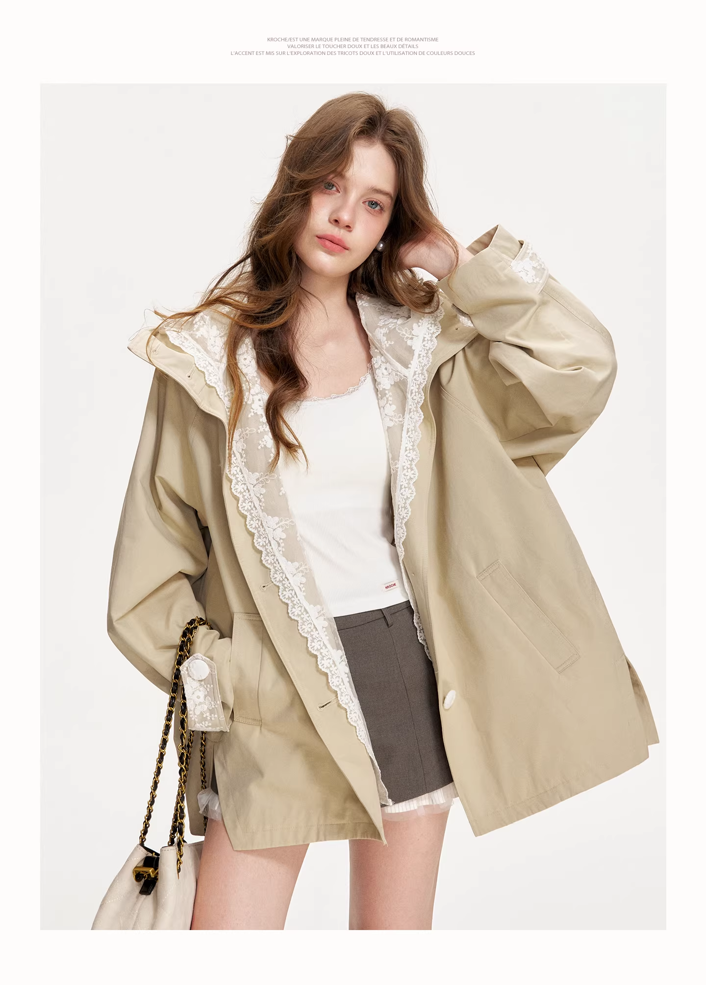 Kroche KZQ8020 Fake two-piece spliced windbreaker jacket