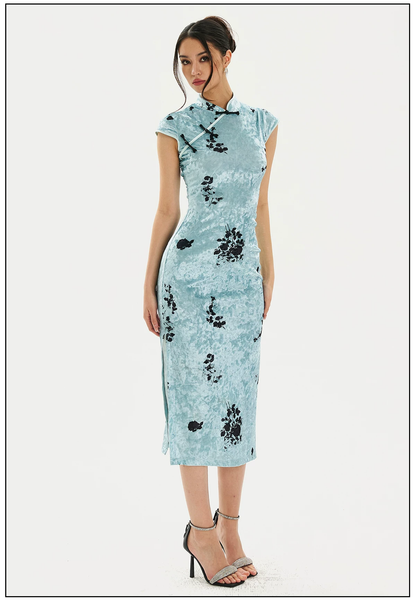 FIND YA WINGS Jade Green Mandarin Midi Cheongsam