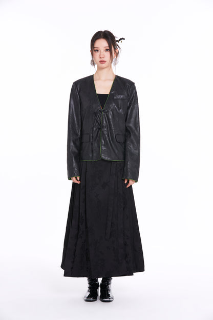 Aimme Sparrow 8753/8946 Neo-Chinese black coat + Mian skirt(black)