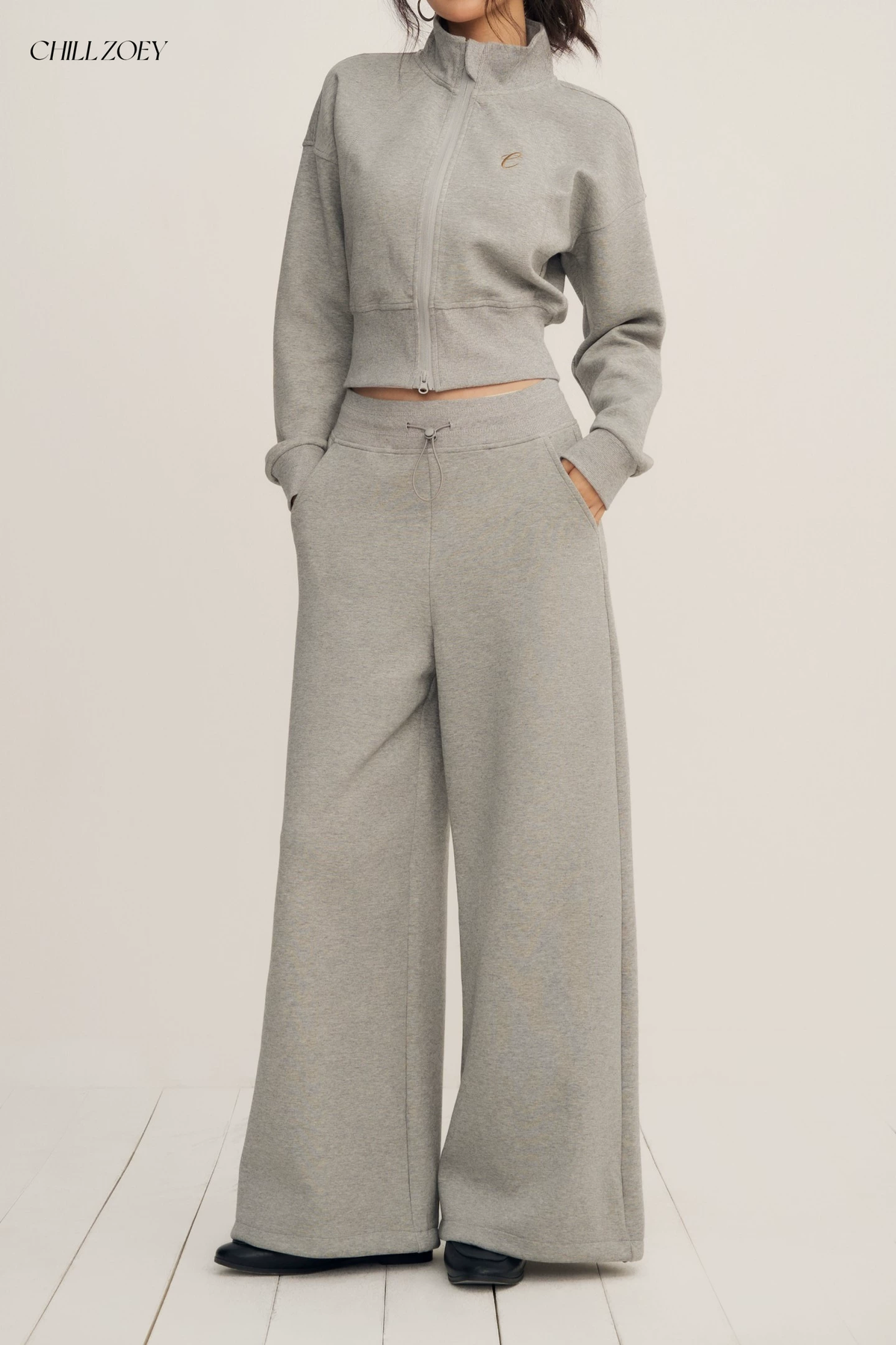 Chill Zoey Sweatshirt &amp; Straight-Leg Pants Set(2color)