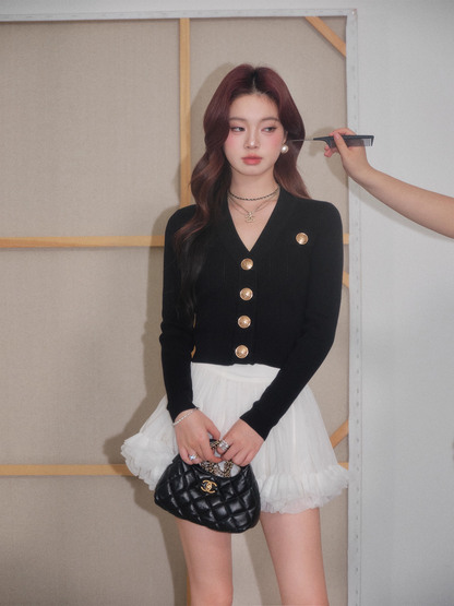 OLIVIA DUO DSY25352 Gold Buttons Knit Top(2color)