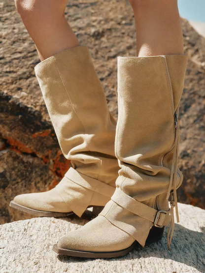 BREADTREE Fringe Zip High Boots(2color)
