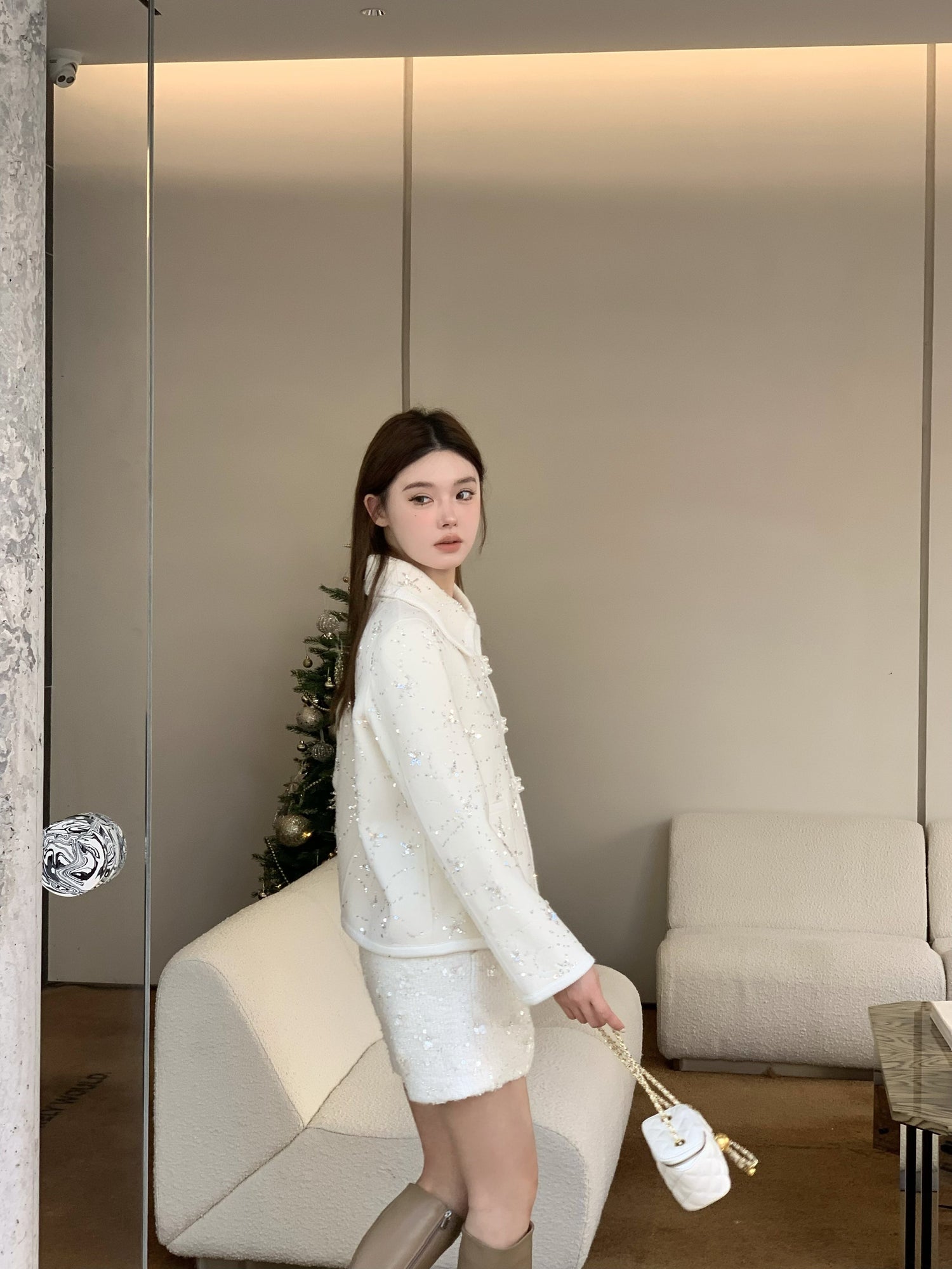 Aimme Sparrow 8901/8743 Wool sequin coat+shorts