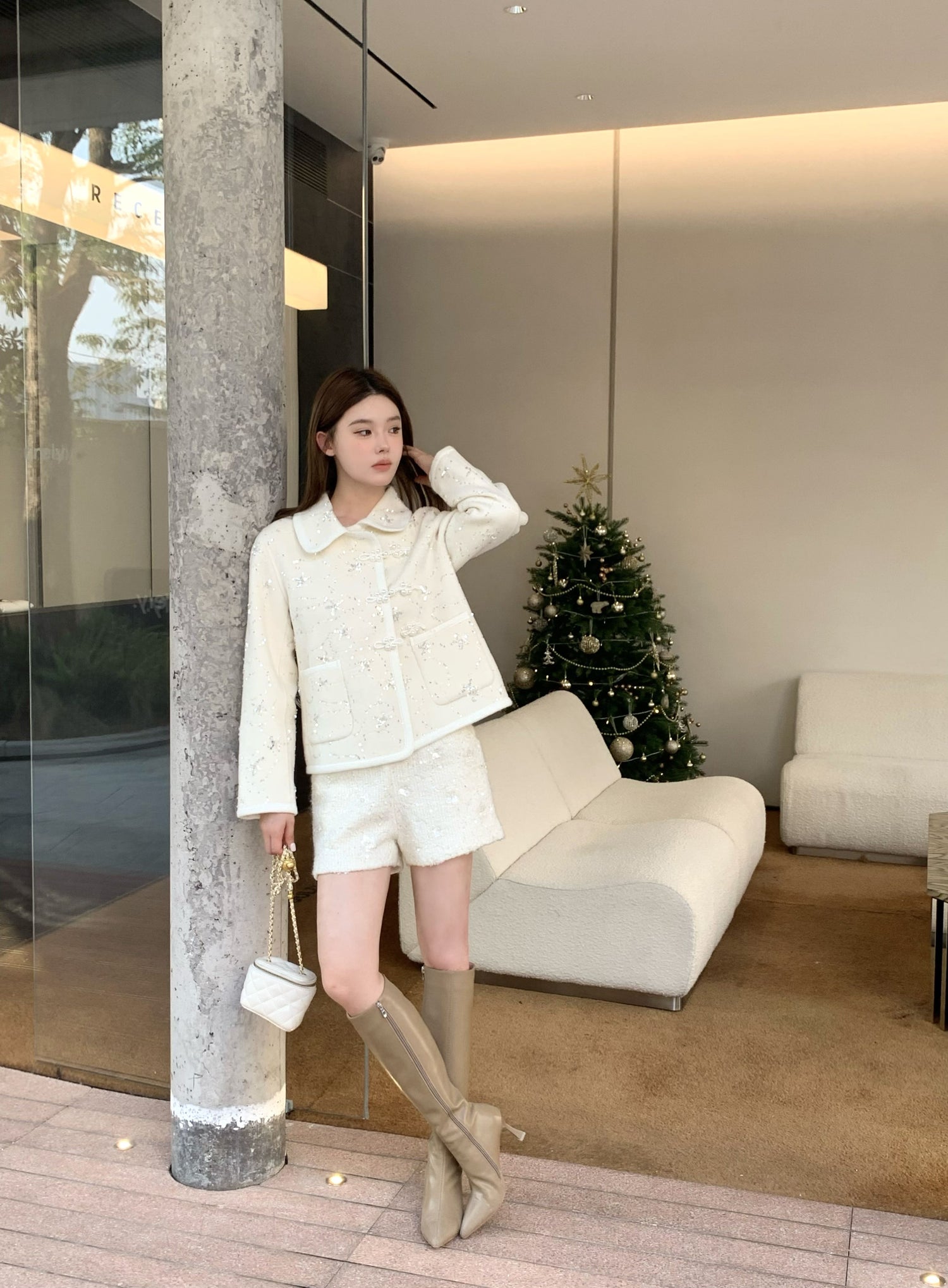 Aimme Sparrow 8901/8743 Wool sequin coat+shorts