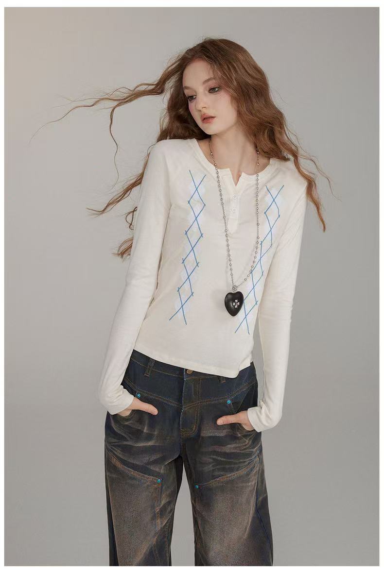 VIA PITTI V24DTP262 Diamond embroidered long-sleeved top
