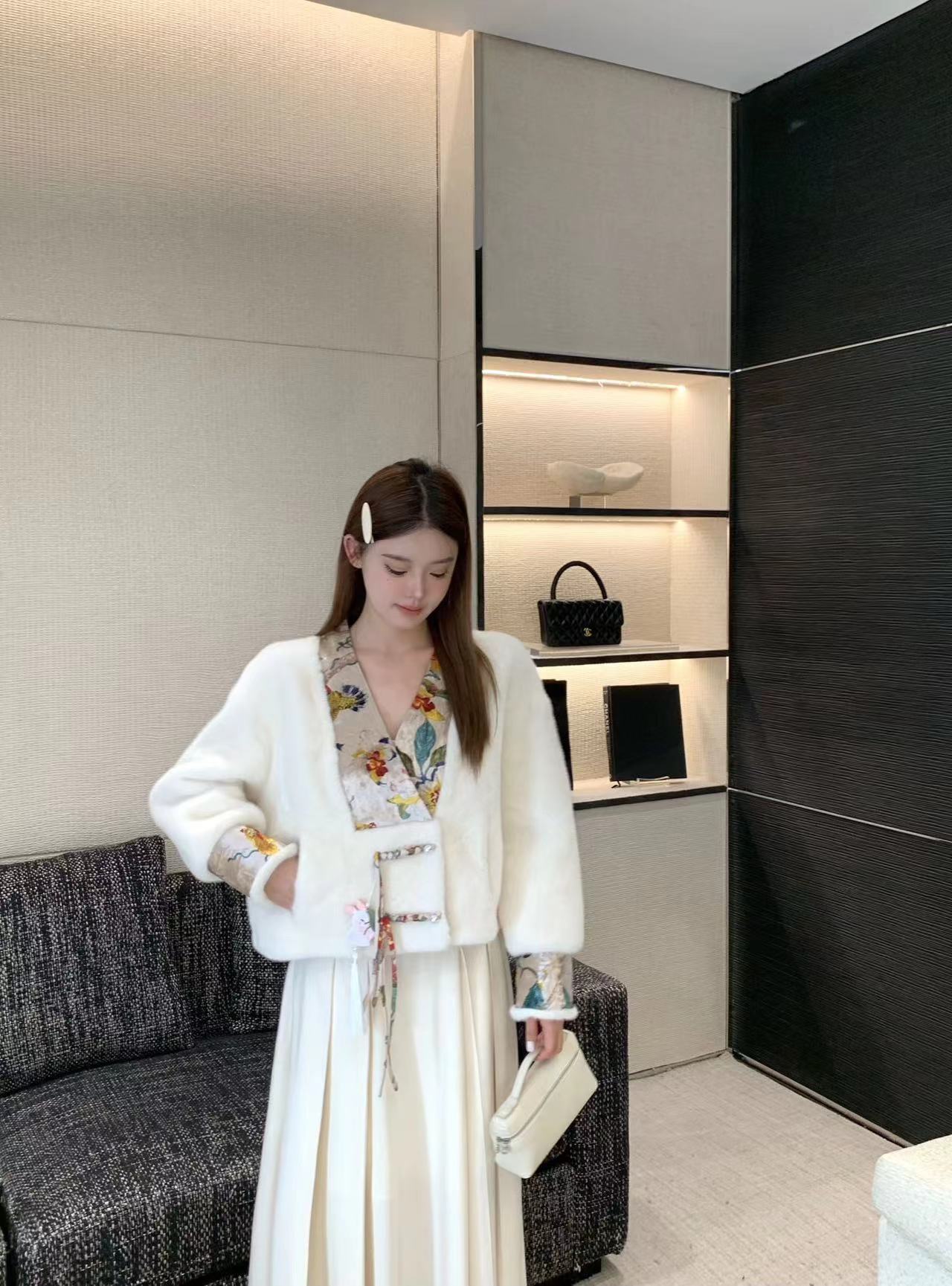 Aimme Sparrow 8972 Neo-Chinese printed sable coat