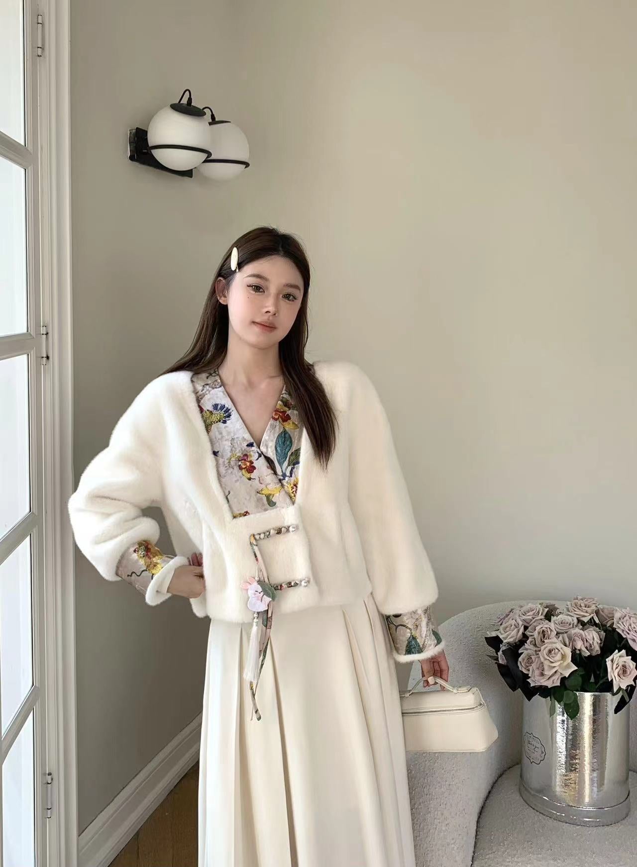 Aimme Sparrow 8972 Neo-Chinese printed sable coat