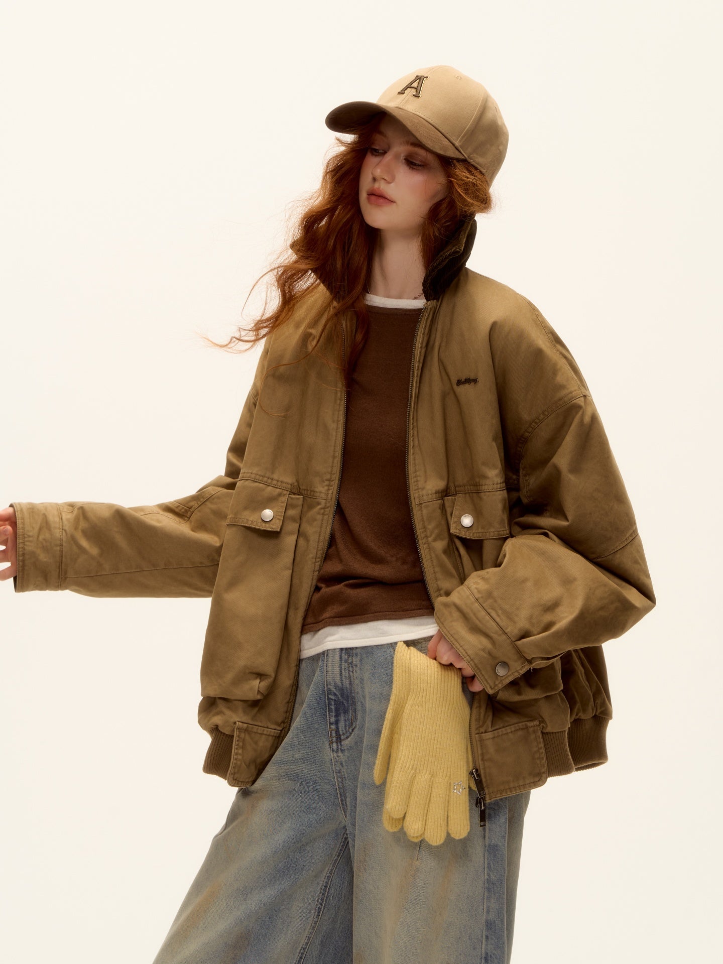 AsGony ASG25461 Corduroy patchwork cotton jacket