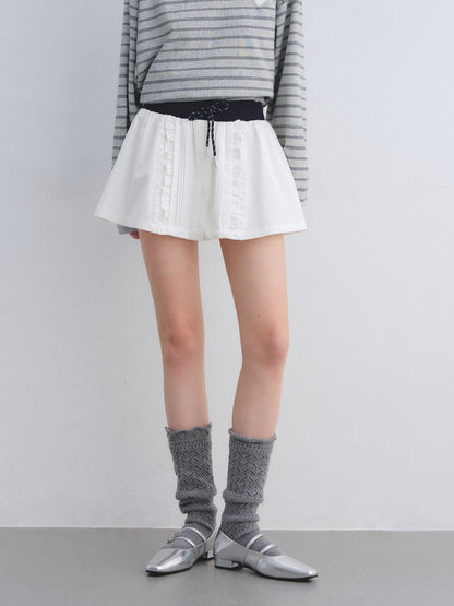 AsGony ASG25673 Folded and pleated placket decorative lace up puffy skirt