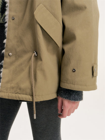 16DEWS 16D25453 Drawstring design lamb wool collar down jacket