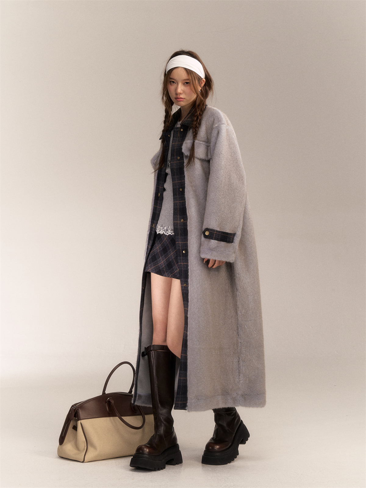 AsGony ASG24646 Maxi Grey Coat