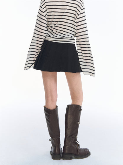Asgony ASG26554 Asymmetric Waist Pleated Skirt