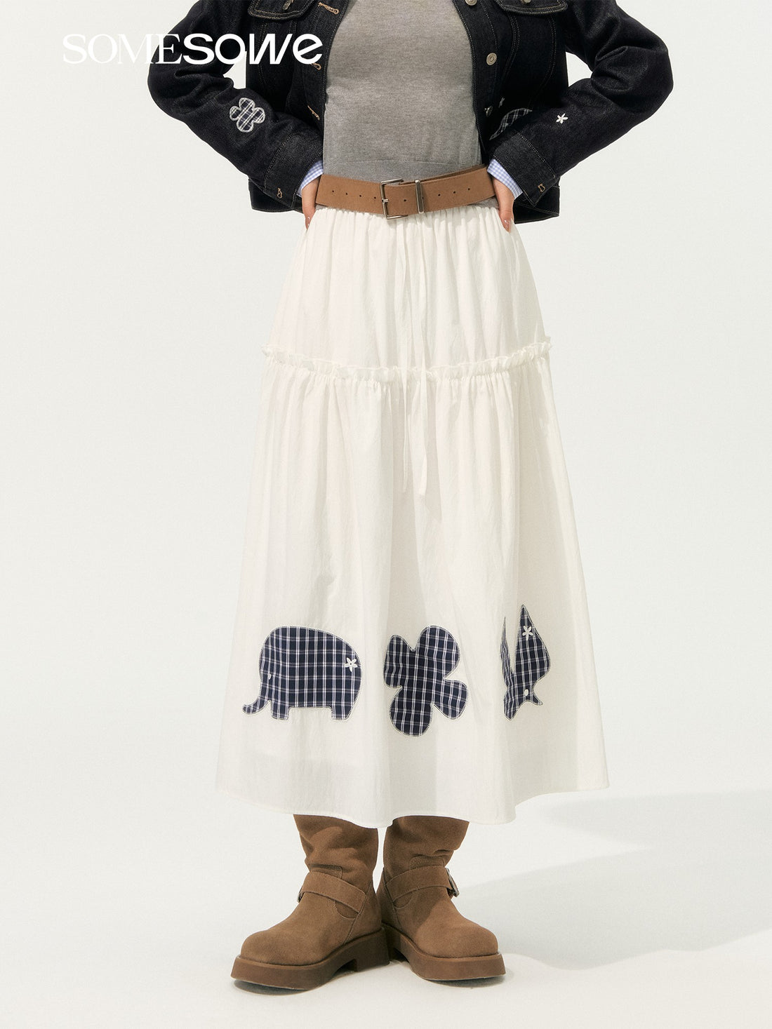 SOMESOWE S2508202 Childish plaid patterned long skirt