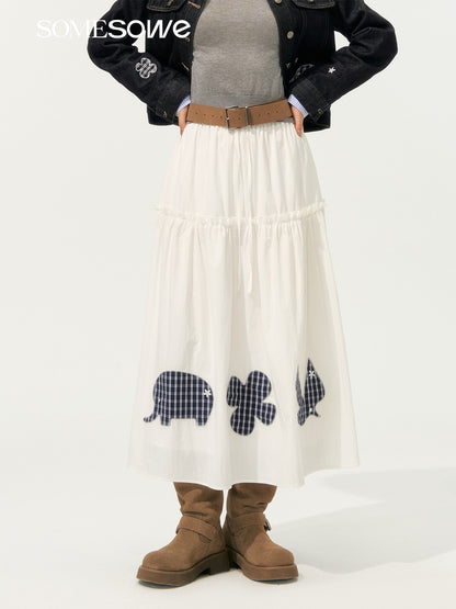 SOMESOWE S2508202 Childish plaid patterned long skirt