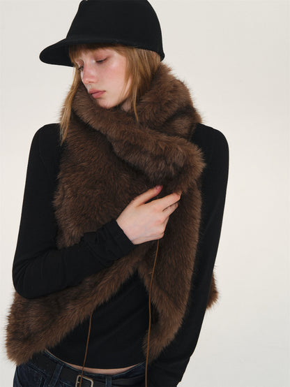 Asgony ASG26611 Strap-Detail Faux Fur Vest