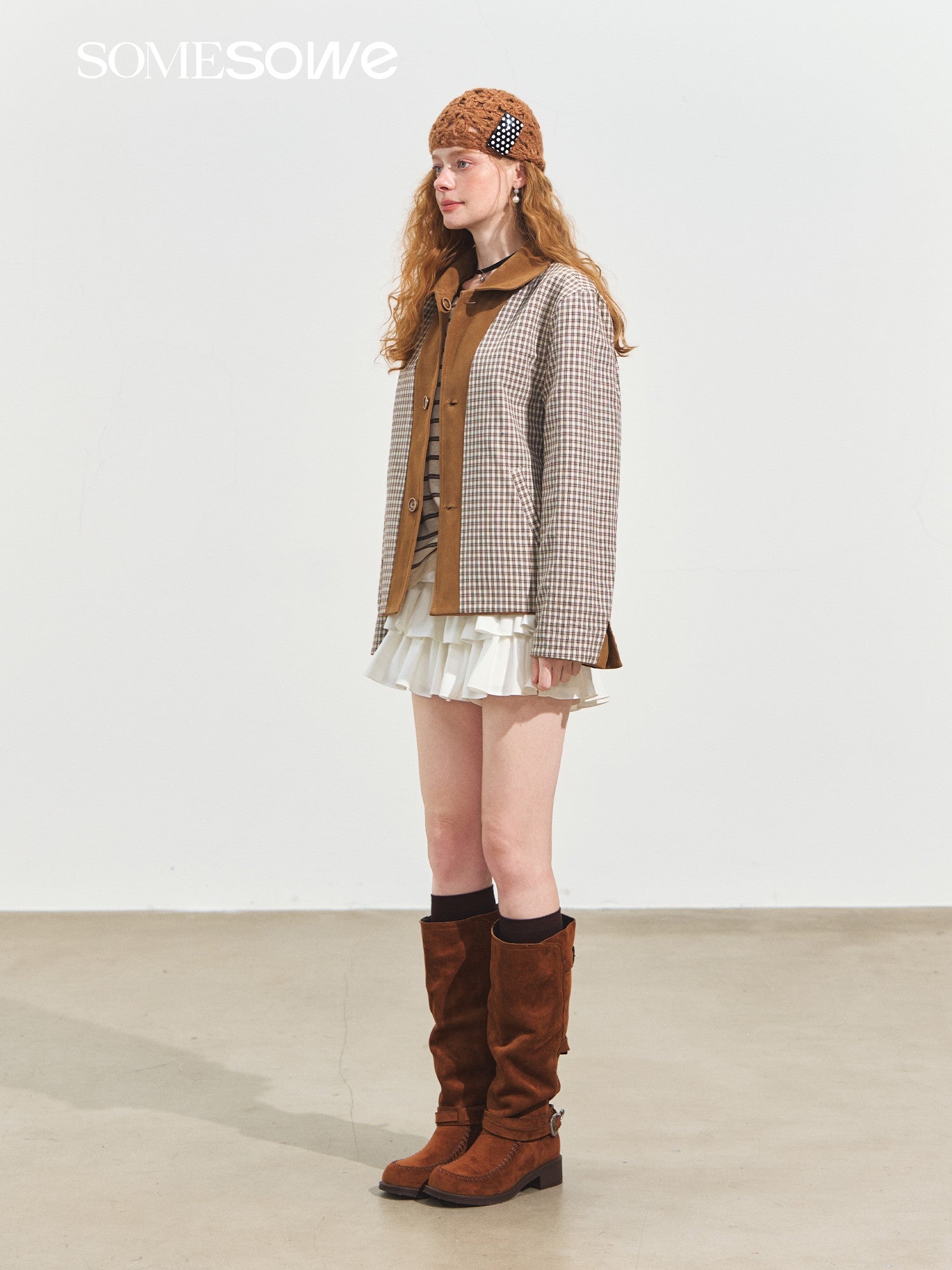 SOMESOWE S2508245 Doll collar suede leather jacket