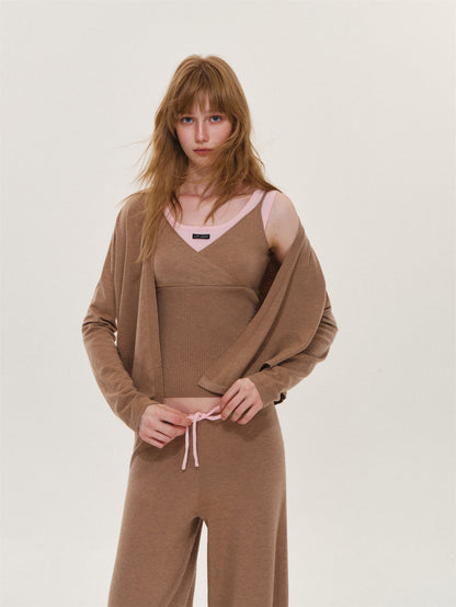 Asgony ASG26636&amp;ASG26637&amp;ASG26638 Faux-Layered Knit Set