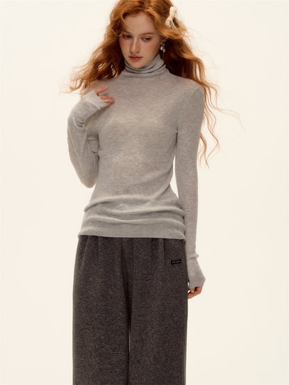 AsGony ASG25512 Wool high neck knitted versatile base sweater