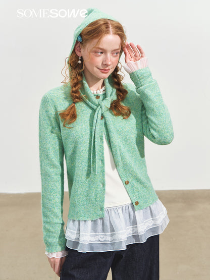 SOMESOWE S2508246 Hooded shawl rolled edge round neck cardigan