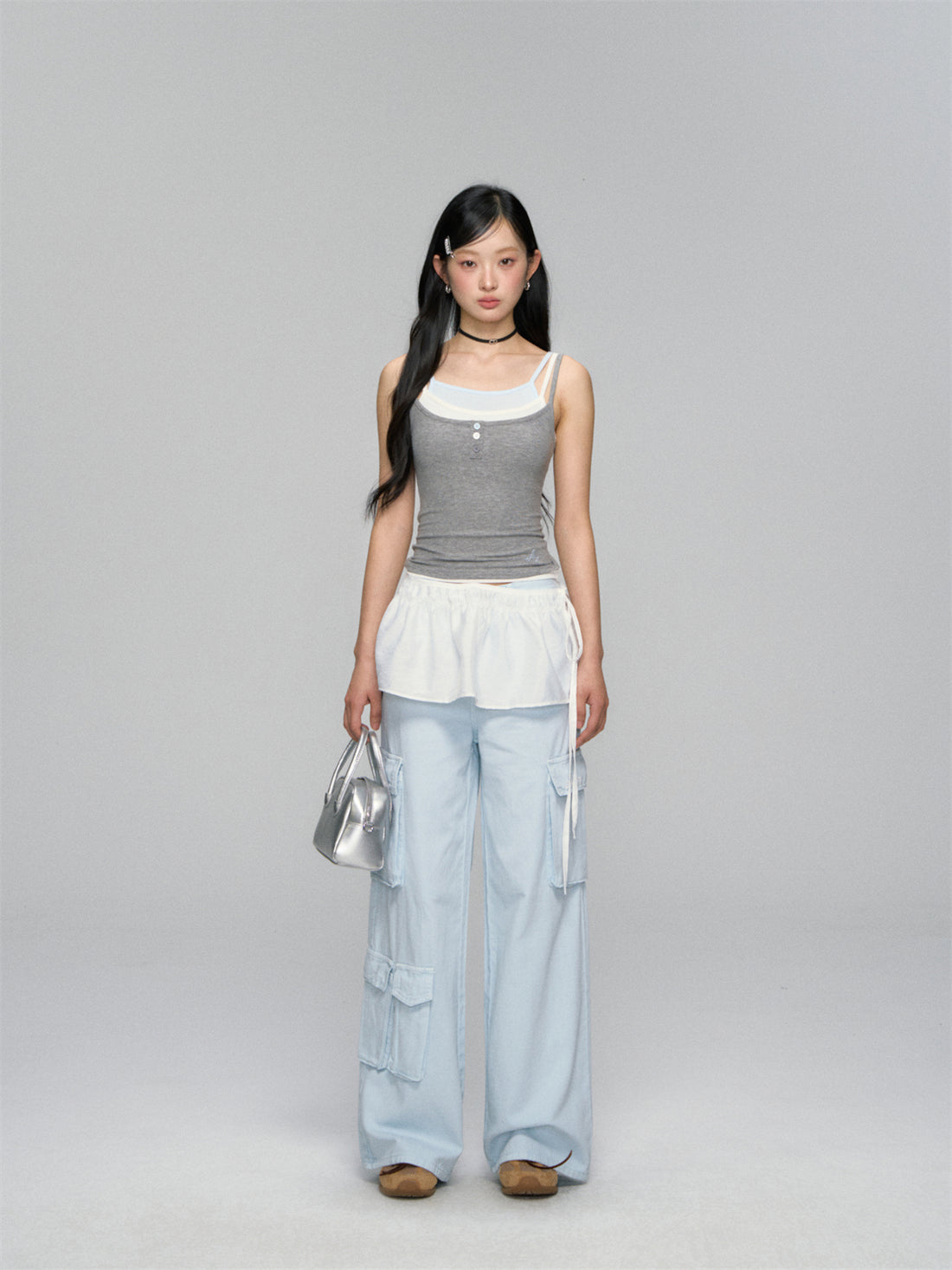 AsGony ASG25152 Fake three-piece contrasting knitted camisole vest