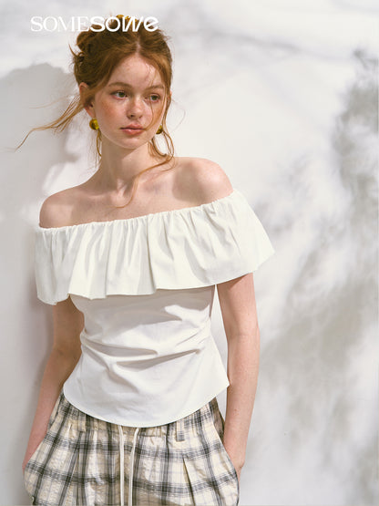 SOMESOWE S2508111 Off shoulder pleated top